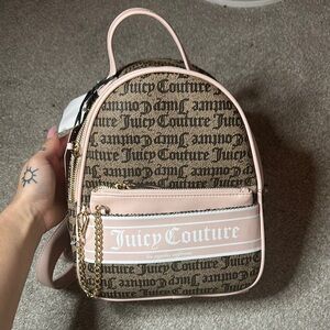 Juicy Couture Pink and Brown Rosie Pullout Monogram Backpack